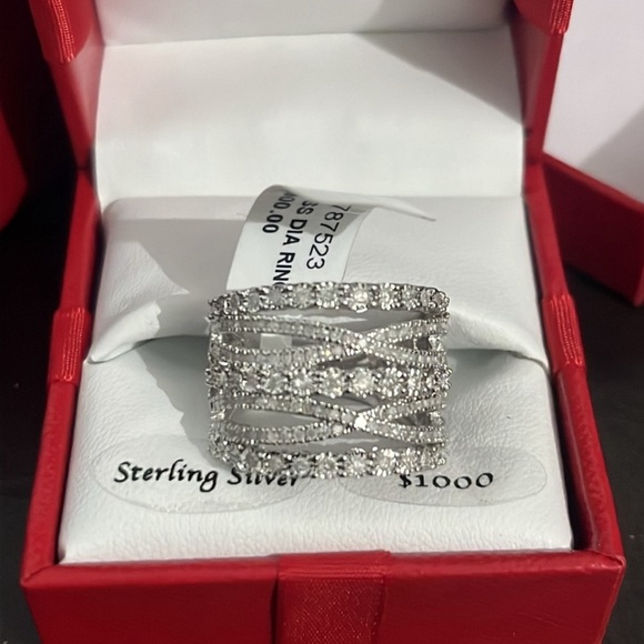 Gorgeous diamond multi-row cross over ring (1 ct. t.w.) in sterling silver - Picture 3 of 5